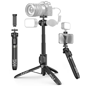 48″ Phone Tripod for Camera, Vlogging Tripod for Cell Phone DSLR Camera, Selfie Stick Tripod Stand with Remote for Video Recording, Black, 1/4 Inch Screw, Removable Phone Holder