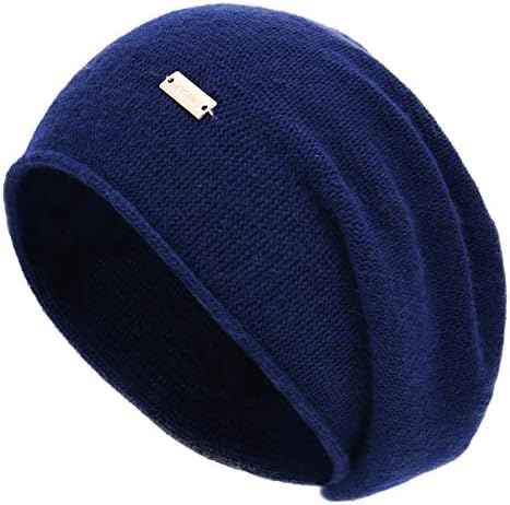 jaxmonoy Cashmere Slouchy Knit Beanie Hat for Women Winter Soft Warm Ladies Wool Knitted Skull Beanies Cap - Navy