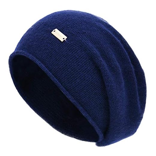 jaxmonoy Cashmere Slouchy Knit Beanie Hat for Women Winter Soft Warm Ladies Wool Knitted Skull Beanies Cap - Navy