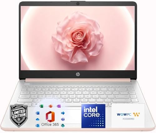HP 14" Ultrabook Laptop with Copilot AI • Intel Processor • 4GB RAM • 64GB SSD • Microsoft 365 • Windows 11 • Thin & Portable Student Laptop for Everyday Use
