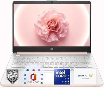 HP 14″Rose Gold Lightweight Laptop, with Office 365 & Copilot AI, Intel Processor, 4GB RAM Memory, 64GB SSD + 1TB Cloud Storage