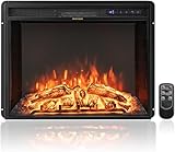COSTWAY 26-Inch Electric Fireplace Inserts, 750W/1500W Wall Recessed and Freestanding Fireplace with Remote Control, 2 Flame Colors, 4 Brightness Settings, 5H Timer, Fireplace Heater for Indoor Use