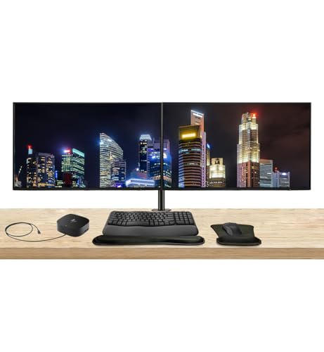 Image of HP Series 5 Pro 24-inch 524pn WUXGA 1200p LCD Monitor, 2-Pack Bundled with Desk Mount Dual Stand, USB-C Multiport G5 Dock, MK650 Wireless Keyboard & Mouse, Gel Mouse & Wrist Pad