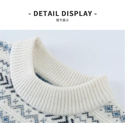 Men Wool Thicken Sweater Winter Long Sleeve Mockneck Striped Warm Solid Wool Pullovers2