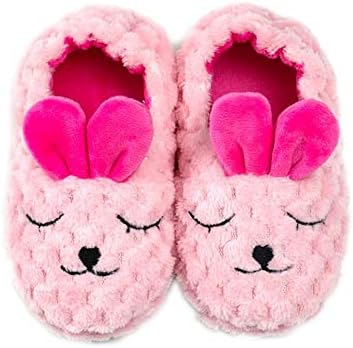 Enteer Toddler Girls' Premium Soft Plush Bunny Slippers US 5-6