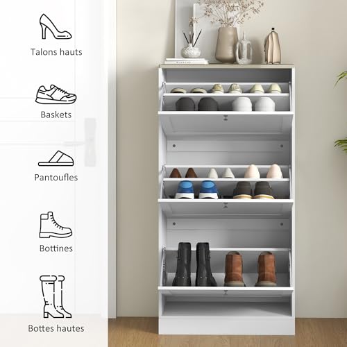 Meuble à chaussures étroit 23,5 cm 3 tiroirs HOMCOM