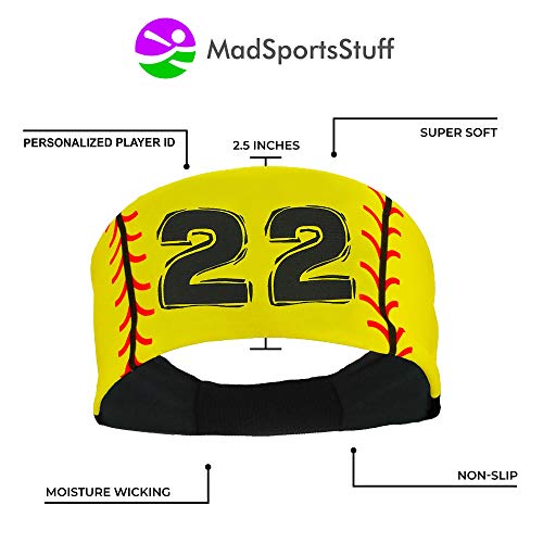 Madsportsstuff Player Id Softball Stitch Headband (Yellow, #22) #TOP3