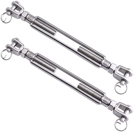 LordHardware Stainless Steel 3/8 Inch M10 Jaw and Jaw Turnbuckles for Tensioning Cable Rope Chain, 1200 lbs Load, 2-Pack