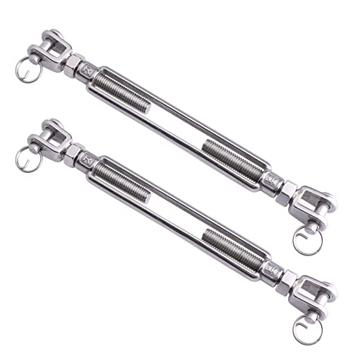 Lordhardware Stainless Steel 3/8 Inch M10 Jaw And Jaw Turnbuckles For Tensioning Cable Rope Chain, 1200 Lbs Load, 2-Pack #TOP3