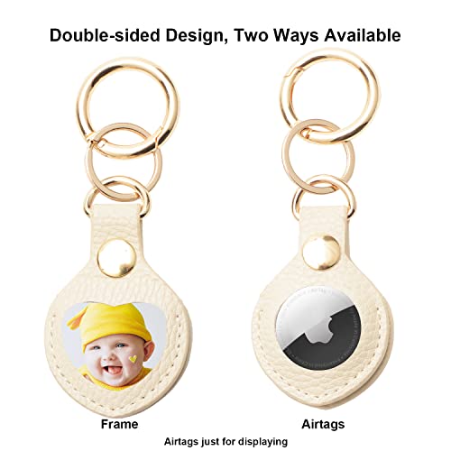 Snugstar Round Bangle Keychain Id Card Holder Card Pocket Wristlet Keychain Bangle Key Ring For Women Girls (Id Card & Airtags Holder Purse Litchi Pattern01 Creamy Grey) #TOP3