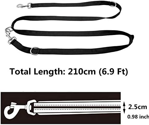 YankMooM Dog Training Lead Leash,6.9FT Double Ended Dog Lead for Training Walking Running Multi-Function Dog Lead Rope(Black)