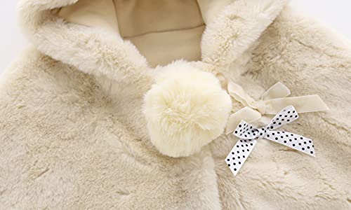 Baby Girls White Hooded Bear Fleece Cloak Toddler Kids Windproof Poncho Cape Coat Outfit Spring Fall Jacket (White, 12-18 Months) #TOP3