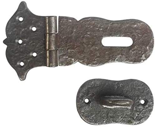 Image of Adonai Hardware inchParan inch Heavy Duty Cast Iron Safety Locking Hasp and Staple (6 inch x 2 Pack, Natural Iron) for Vintage Pirates Treasure Chest, Trunks, Wooden Jewelry Box, Cases, Furniture and Sheds