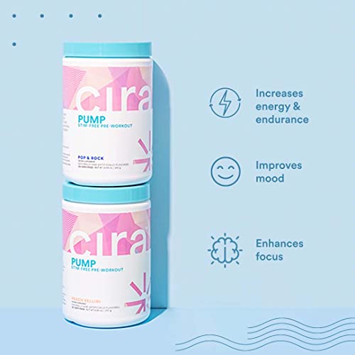Cira Pump Caffeine-Free Pre Workout Powder For Women - Non Stimulant Preworkout Supplement For Pumps, Focus & Endurance - 30 Servings, Pop & Rock #TOP4