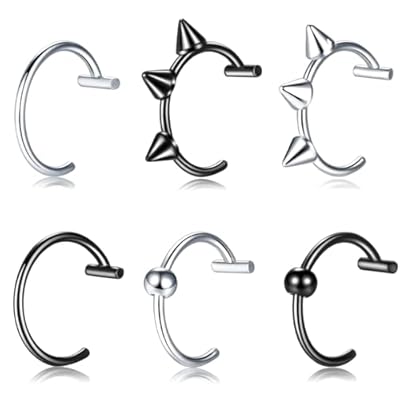 PYEUIFT 6 Piezas Piercing Falso Set Aro Nariz Magnético Piercing Labio Septum Falso Piercing Sin Agujero Imanes Pendientes Falsos Nariz Oreja Labbio Piercings Decorativos Hombre Mujer | Ya disponible en tu tienda friki favorita! En mundofriki.es!