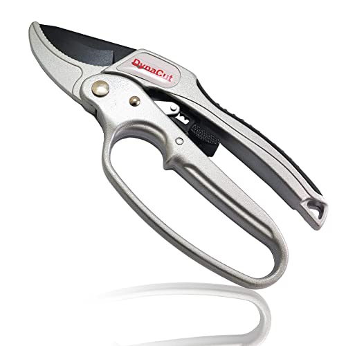 Gardening Ratchet Pruning Shears 8”, Professional Anvil Pruning Scissors Cutter Clippers – DynaCut Heavy Duty Tree Trimmers Up To 20mm Cutting Capacity, Soft Non-Slip Grip Reduce Hand Fatigue