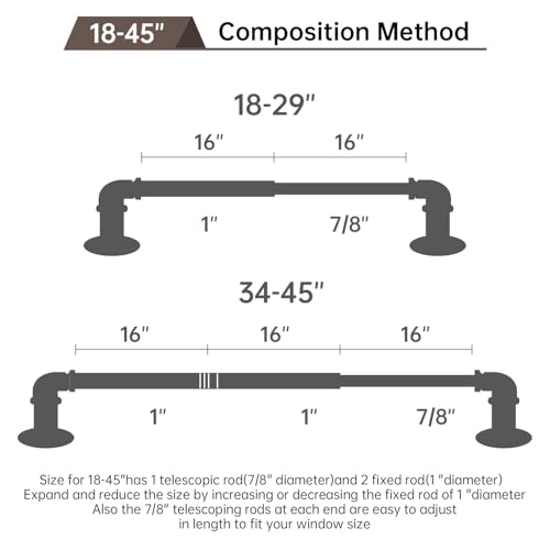 WORLD RODS Bronze Curtain Rods 18 to 45 Inch, Industrial Curtain Rods,Adjustable Length,1 in Diameter Pipe,Wall or Ceiling Mounted,for Bedroom and Living Room(Antique Red Bronze 18” to 45”) by WORLD RODS - Used condition - Image 7