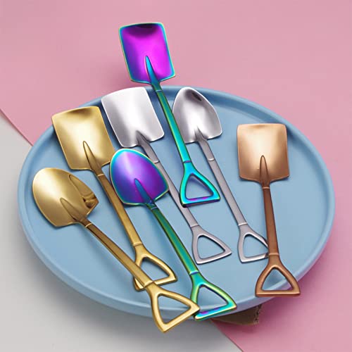 10Pcs Shovel Spoons Stainless Steel Spoon Reusable Dessert Spoons For Coffee Tea Ice Cream Fruit Sugar Cake #TOP5