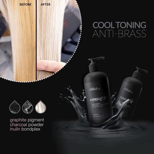 Difiaba Charcolite Charcoal Cool Toning Anti Brass Shampoo & Conditioner - 20.3 Oz Duo 20.3 Fl Oz (Pack Of 1) #TOP1