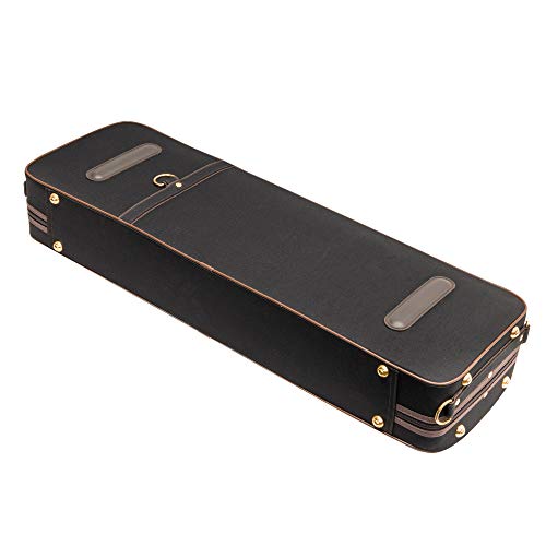 MI&VI NF-9001 Professional Hard-Shell Violin Case 4/4 (Full Size) Luxury Silk Interior | High-Density Foam | Sheet Pocket | Oblong Shape | Adjustable Straps | Hygrometer | Thermometer (Black)