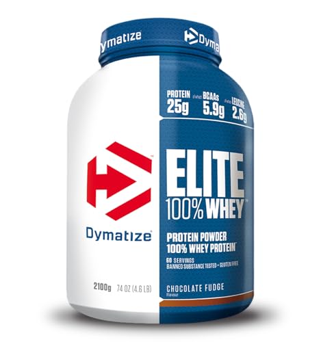 Dymatize Elite Whey Chocolate Fudge 2,1 kg - High Protein Low Sugar Powder + Whey Protein and BCAAs