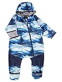 Infant Toddler Baby Bunting - Waterproof Fleece Lined Rain and Snow Suit (12-18m, Blue Wave)
