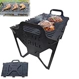 Slot Grill - Collapsible BBQ Grill for Easy Storage Steel, Portable Stainless Steel Foldable Charcoal Grills, Foldable Charcoal Grills for Outdoor for Camping, Rv, Tailgating (40 * 22 * 25cm)