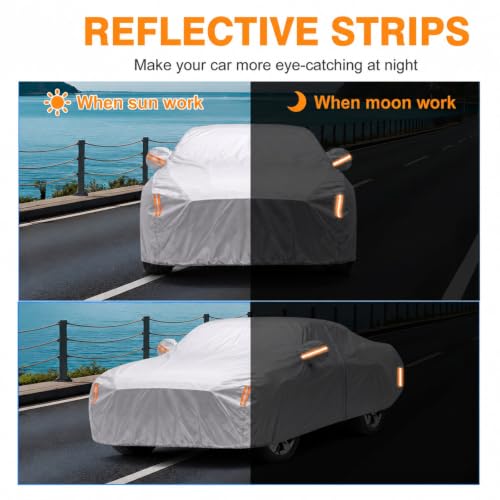 Image of Car Cover Custom Fit for Dodge Challenger 2008-2026, Outdoor Waterproof All Weather Heavy Duty Full Exterior Cover for Sun Rain Snow UV Dust Protection with Door Zipper,Silver