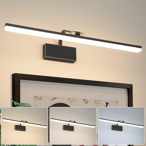 Actask LED Bathroom Mirror Light, Black Gold Picture Lights for Wall IP44 270° Adjustable 58CM 3CCT 10W 750lm, Bathroom Lighting with Warm/Natural/White Light for Living Room Bedroom