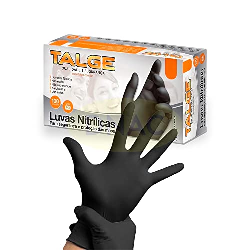 Luva Nitrílica Preta Cabeleireiro Churrasqueiro Barbeiro Esteticista Profissional Com 100un - Tamanh