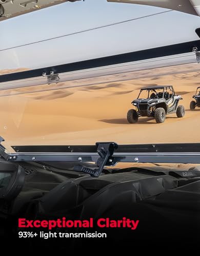 KEMIMOTO X3 3-in-1 Flip Windshield Compatible with Can-Am Maverick X3 & X3 Max, Set to Closed, Vented or Open, Scratch Resistant Hard Coated 1/4\" Thick Polycarbonate Front Full Windshield (Clear)