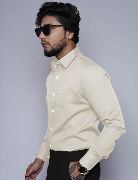 Image of Men's Slim Fit 100% Cotton Solid Full Sleeve Shirt | Premium Casual & Formal Wear for Men