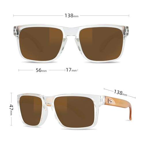 Image of BNUS Corning Glass Lens Sunglasses for Men Women, Polarized Option UV400 | Hard, scratch-resistant Corning glass lenses, UV protection, no-paint frame, spring hinges - ideal for driving & fishing