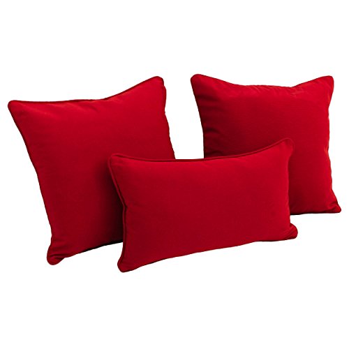Blazing Needles Corded Twill Throw Pillow Set, Red 3 Count #TOP30