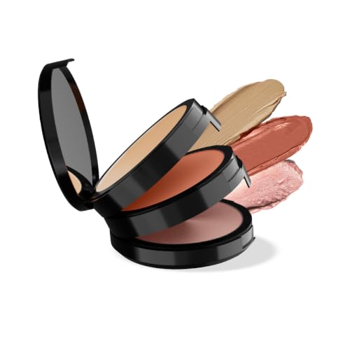 Image of Staze Triple Treat Stacked 3-in-1 Face Palette | Concealer, Blush & Highlighter | Creamy Finish | Highly Pigmented & Blendable | Long-Lasting Full Face Makeup Kit | Travel friendly | 02 It Girl