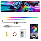 車内用LEDストリップライト、ダイナミックドリームカラーチェイシング付き車用アクリルLEDライト、57インチUSB 2 in 1 RGBネオンストリップ光ファイバーLEDアンビエント照明キット、リモートアプリ付き、車内装飾用