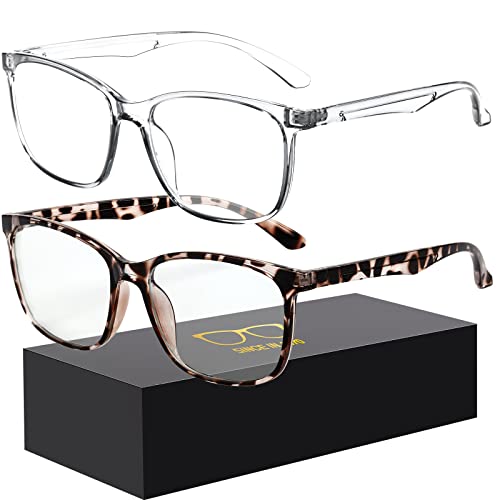 Image of Oilway Blue-Light Blocking Glasses Computer Reading /Gaming /TV /Phones Glasses Fashion Anti Eyestrain Glasses for Women Men(B2 Douhua + Transparent)