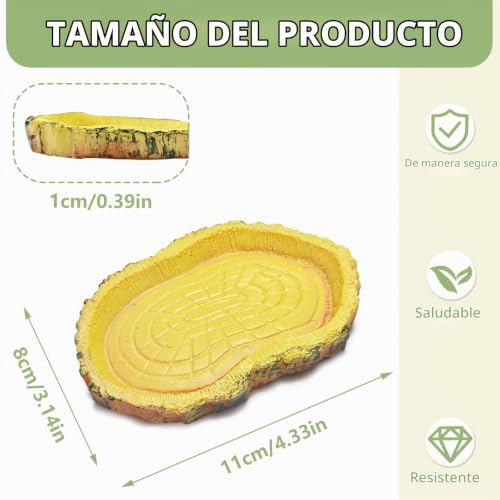 Miniatura 2 de Coco Berming 2 Piezas Cuencos De Agua Para Reptiles Amarillo
