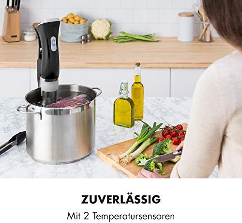 Klarstein Quickstick - Sous Vide Cooker, Sous Vide, Sous Vide Mahine, 3D Circulation Power, 1300 Watts, 50-95 ° C Temperature Range, Up to 20 litres Filling Volume, LCD Touch Display, Black