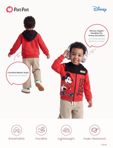 Disney Mickey Mouse Boy Zipper Hoodie Girl Graphic Sweatshirt Kid Cloth Fall Jacket Winter Cardigan Top Red 6-7 Years - image 7