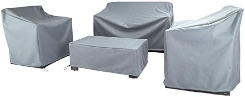 Baner Garden N87 4-Piece Outdoor Veranda Patio Garden Furniture Cover Set with 600D Durable and Water Resistant Fabric (Grey)