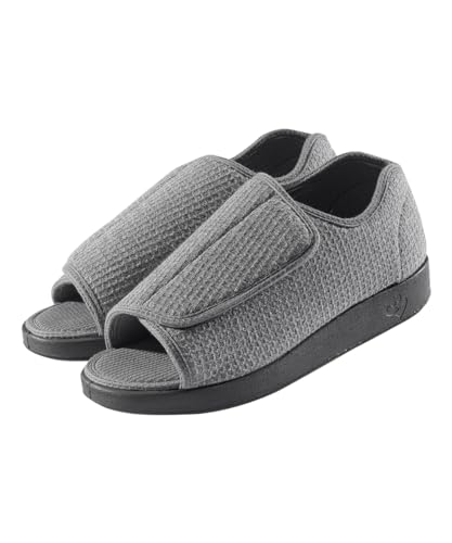 Image of Silverts Men's Open Toe Shoes Adjustable Wide Fit Easy Closure Non Slip Comfortable Adaptive Footwear