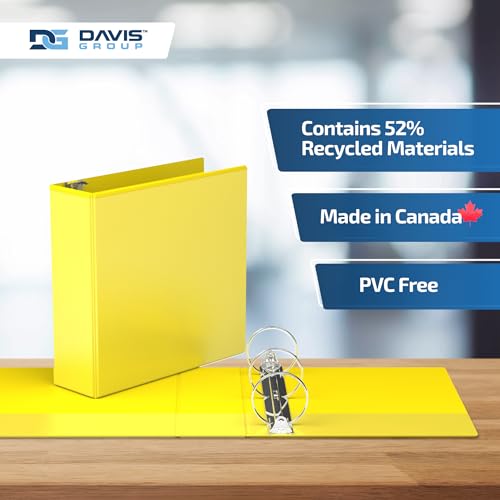 Image of Easyview 3-Ring Binder, Clear-View Cover, 3 inch Round Rings, Yellow, 6 Pack
