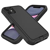 for iPhone 11 Case, Heavy Duty Defender Case Dustproof Shockproof Protection 3 in 1 Rugged Cover for iPhone 11 (Black, 11)