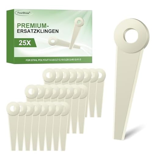 FourShow 25 Stück Ersatzmesser für Stihl Mähkopf Polycut 5-3,6-2,6-3,7-3,10-3,20-3,40-3,41-3, Stihl freischneider zubehör