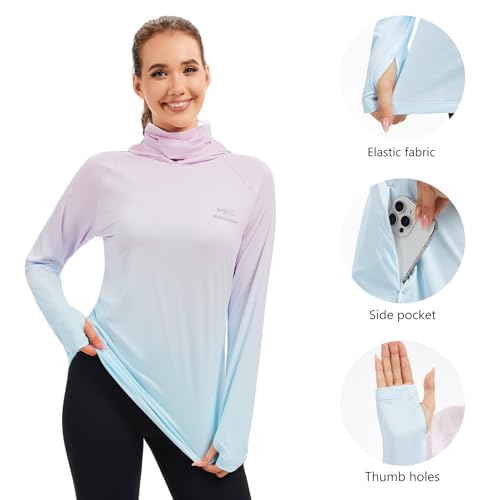 Bassdash Damska bluza z kapturem do wędkowania z maską na twarz i otworami na kciuki UPF 50+ FS23W, XS