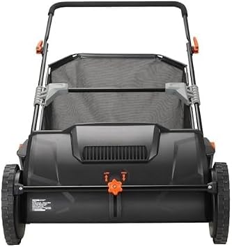26" Push Lawn Sweeper - 7 ft3 Large Capacity Mesh Collection Bag with 4 Spinning Brushes & Heavy Duty Steel Frame - Strong Rubber Wheels for Grass/Leaves Sickle Bar