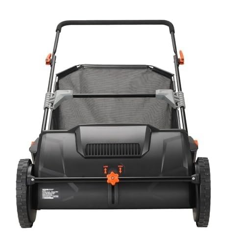 21-Inch Push Lawn Sweeper,Heavy Duty Steel Frame with 3.5 cu.ft Mesh Bag,Adjustable Brush Height and Rubber Wheels,2 Spinning Brushes for Leaves, Grass, Debris,Easy Storage & Dump Design