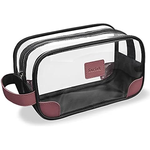 Sariok Clear Toiletry Bag Cosmetic Bag TSA Approved with handle,Travel Makeup Bags with Sturdy Zipper clear pouches for Women Men Cover