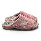 ZAPATILLAS DE CASA DE RIZO DESTALONADAS,PANTUFLAS HECHAS EN ESPAÑA,SUELA DE GOMA ANTIDESLIZANTE, FRESCAS Y DURADERAS (Rosa, Una talla, Sistema tallas calzado EU, Adulto, Números, mediano, 39)
